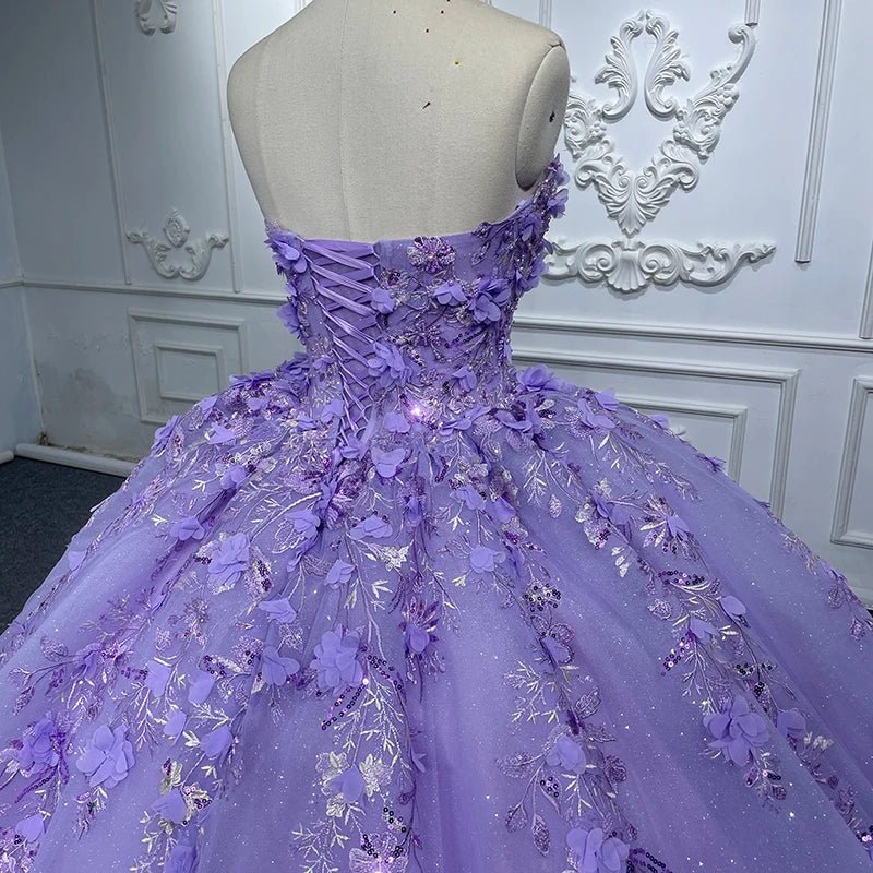 Quinceanera Dress Party Princess Pearls Strapless Evening Gown Appliques