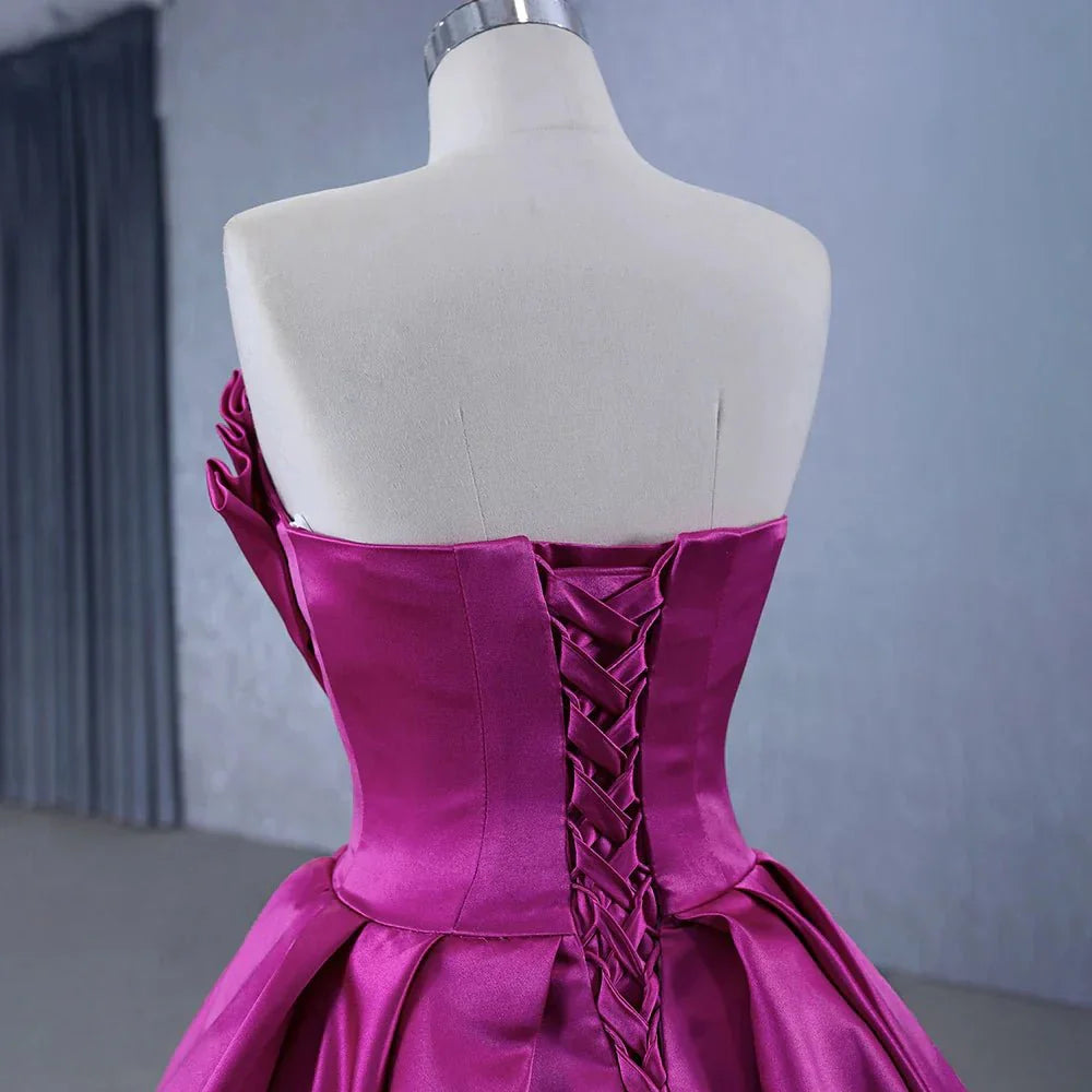 Quinceanera Dress Novelty A Line Satin Strapless Ball Gown Evening Dress