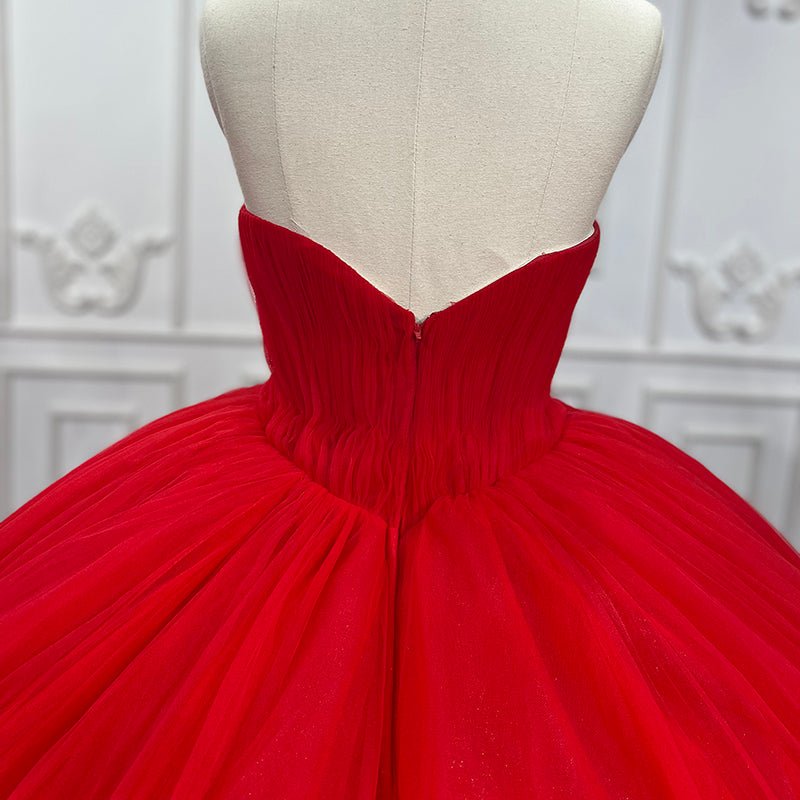 Quinceanera Dress Red Sweetheart Ruched Prom Dresses Ball Gown