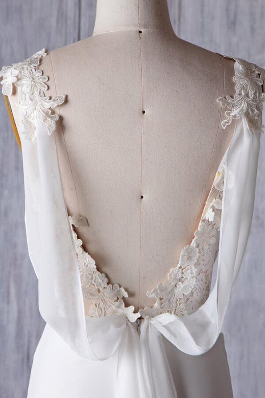 Affordable Ruffle Chiffon Sheath Wedding Dress