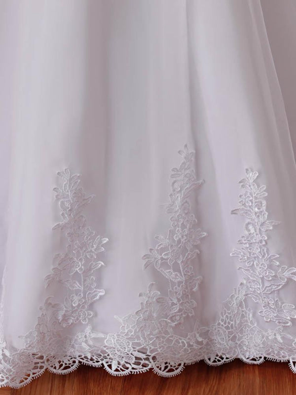 Elegant V-Neck Short Sleeves Lace Mermaid Wedding Dresses