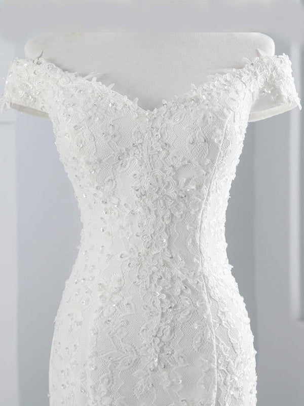 Beading Appliques Lace-up Mermaid Wedding Dresses