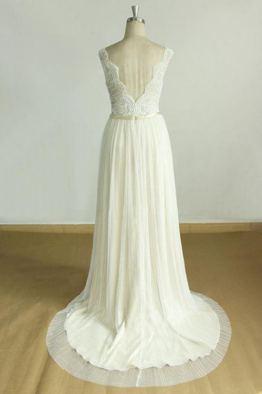 Bridelily Affordable Lace Tulle A-line Wedding Dress