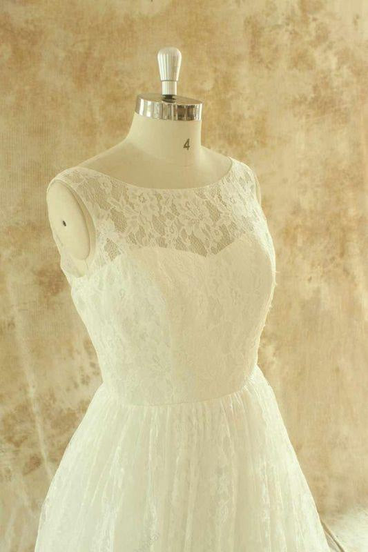 Bridelily Craceful Lace A-Line Floor Length Wedding Dress