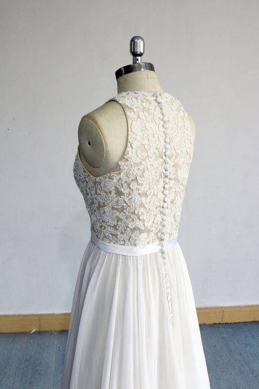 Bridelily Eye-catching Lace Chiffon A-line Wedding Dress