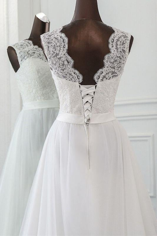 Bridelily Graceful Lace-up Tulle A-line Wedding Dress