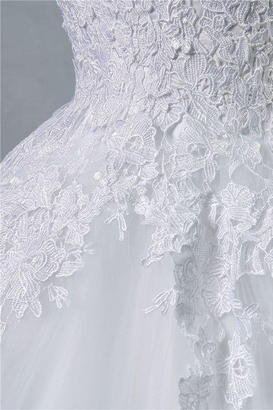 Bridelily Illusion Appliques Tulle A-line Wedding Dress