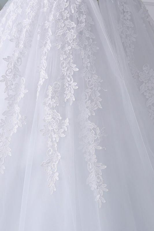 Bridelily Lace-up Off Shoulder Appliques Tulle Wedding Dress