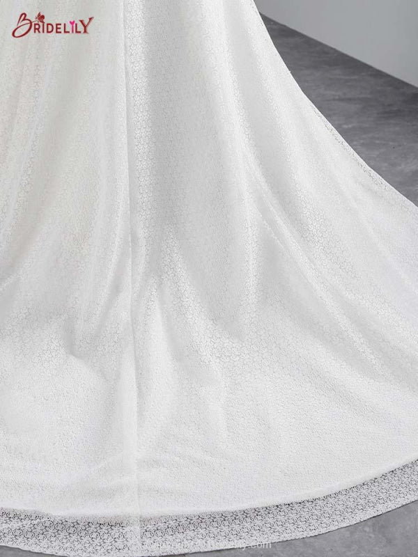 Cap Sleeves Lace-up Mermaid Wedding Dresses