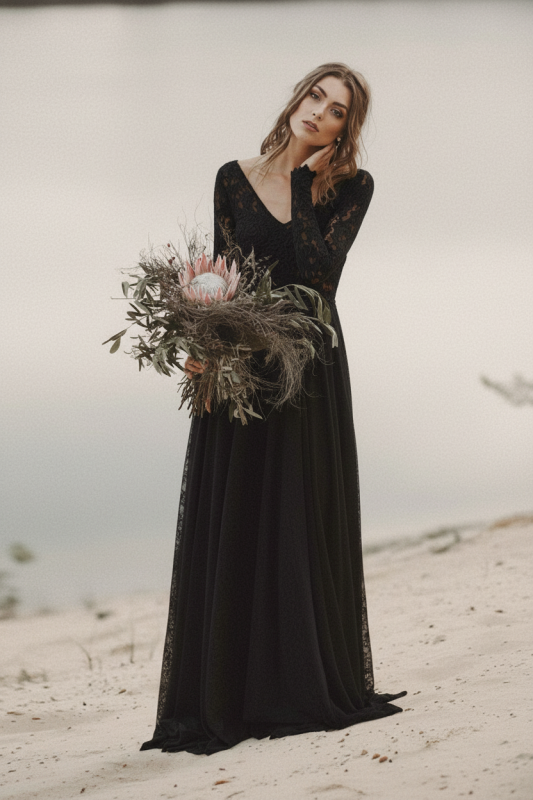 Charming A-Line V Neck Open Back Lace Wedding Dresses with Sleeves