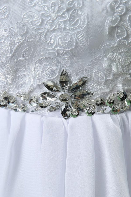Chic A-line Lace Chiffon Floor Length Wedding Dress