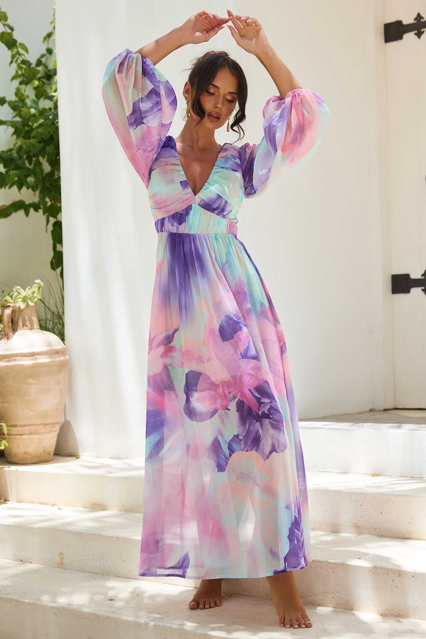 Coastlines Maxi Dress - Purple Multi