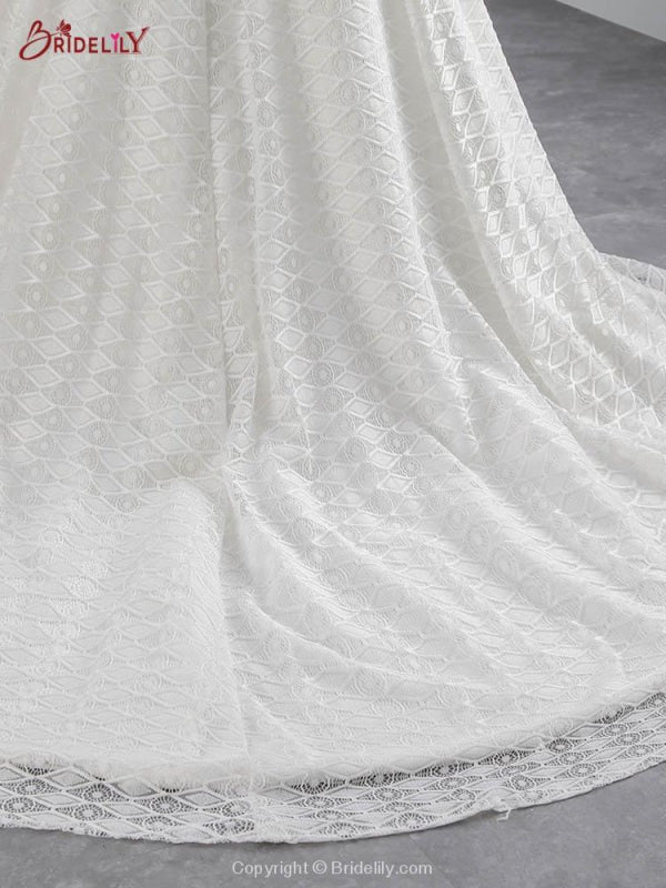 Elegant Cap Sleeves Lace-up Mermaid Wedding Dresses