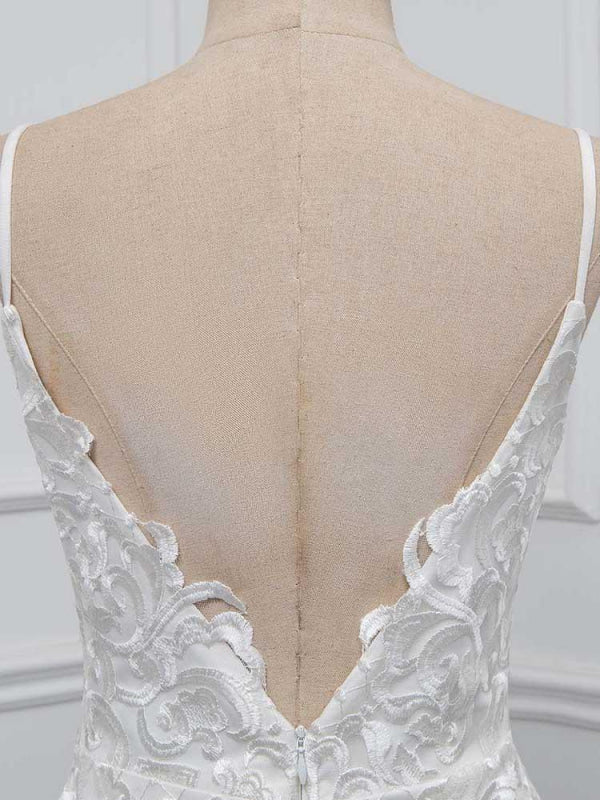 Elegant Spaghetti-Strap Backless Mermaid Wedding Dresses