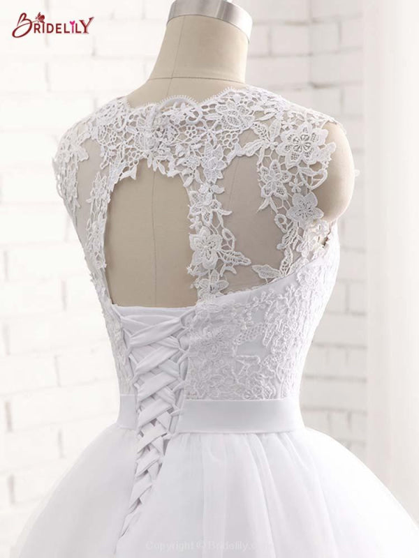Elegant V-Neck Ball Gown Tulle Wedding Dresses