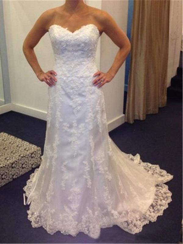 Gentle Sweetheart Sleeveless Lace Mermaid Wedding Dresses