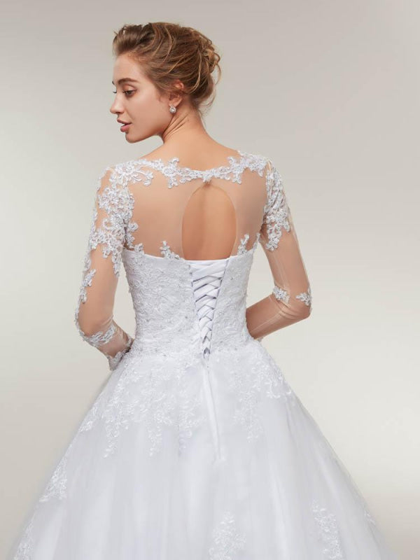 Glamorous Long Sleeves Lace-Up Ball Gown Wedding Dresses