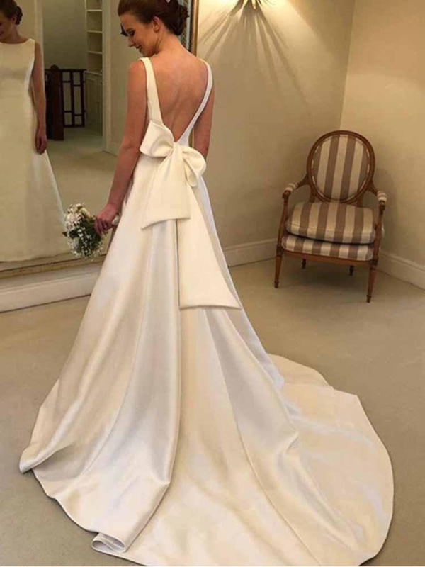 Gorgeous Backless Ruffles Wedding Dresses