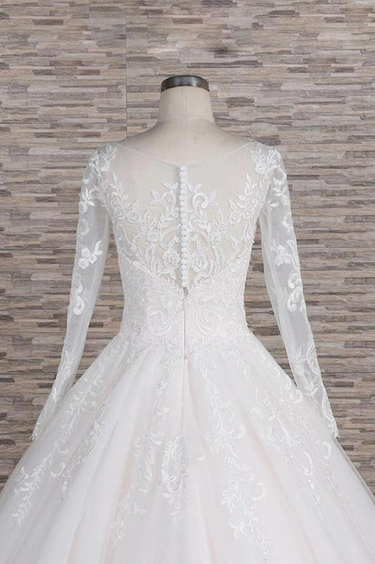 Graceful Appliques Long Sleeve A-line Wedding Dress