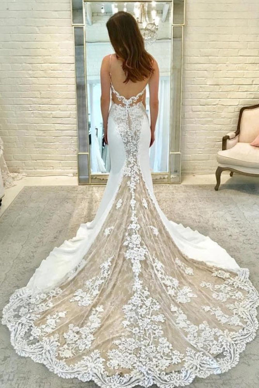 Illusion Sleeve Lace Mermaid Gorgeous Long Wedding Dress
