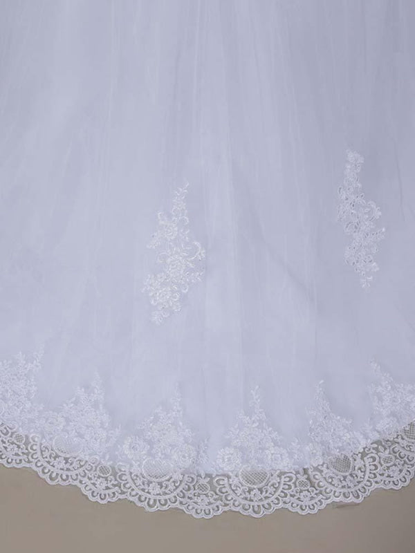 Modest Lace Covered Button Ball Gown Wedding Dresses