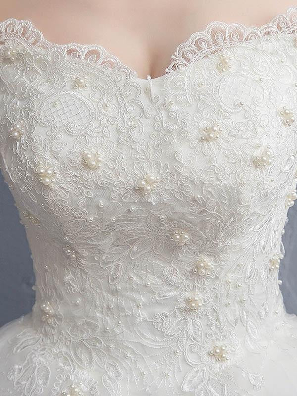 Off-the-Shoulder Lace Applique Ball Gown Wedding Dresses