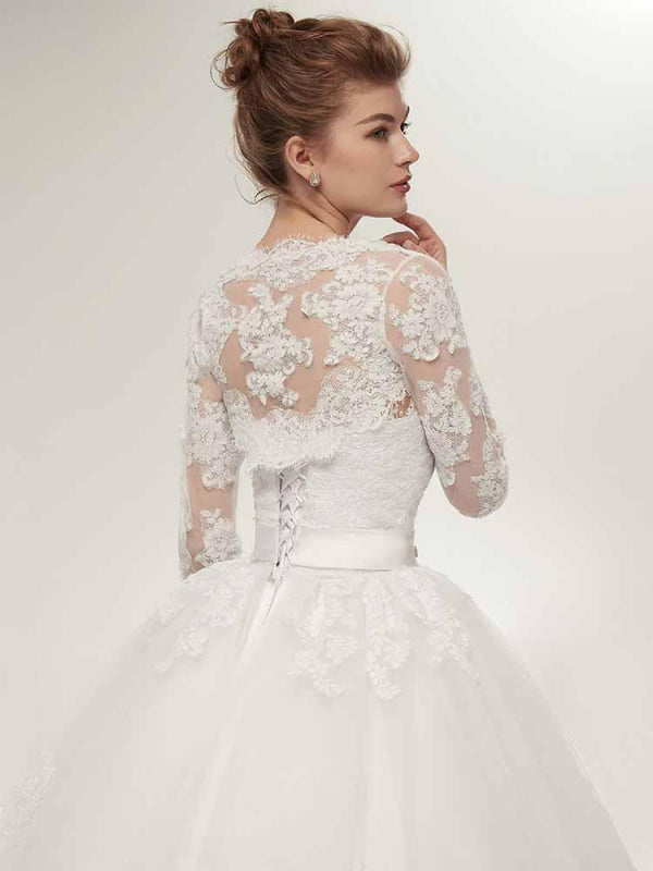 Off-The-Shoulder Lace Ball Gown Wedding Dresses