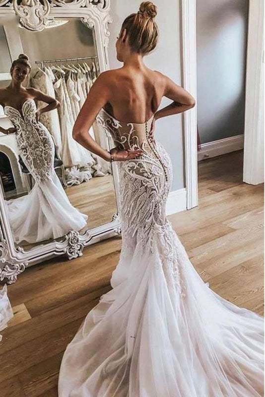 Sexy Mermaid Lace Sweetheart Wedding Dress SD2067