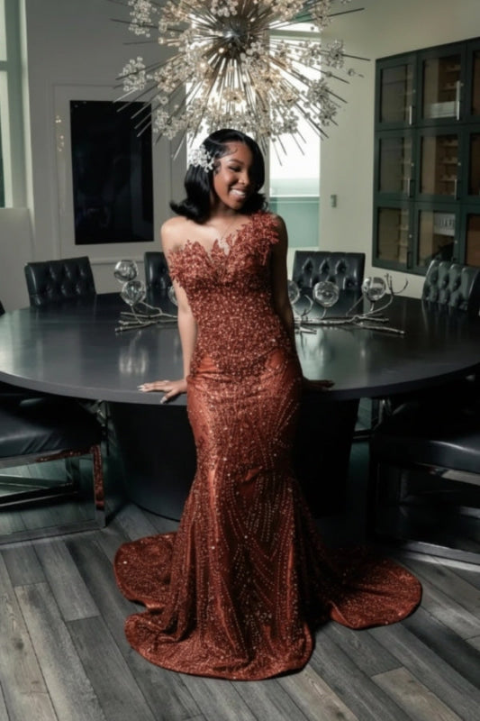 Stunning Strapless Sequins Prom Dress Dark Green with Beadings
