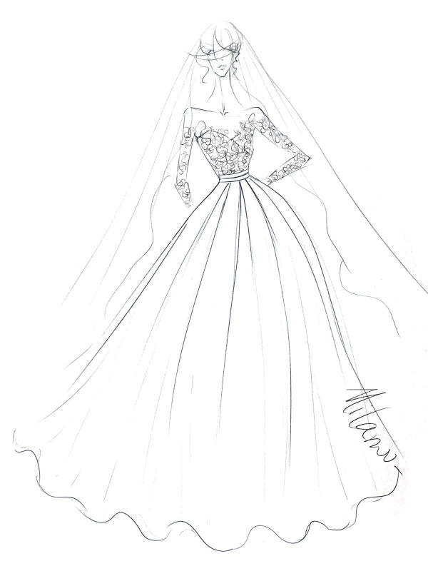 Wedding Dress Princess Silhouette Jewel Neck Long Sleeves Natural Waist Lace Satin Fabric Bridal Dresses