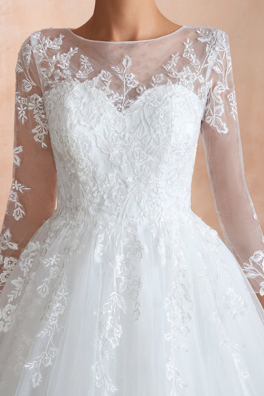 Wonderful Appliques Tulle A-line Wedding Dress
