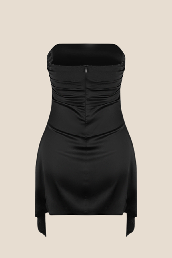 Strapless Grey Ruched Short Homecoming Dress
