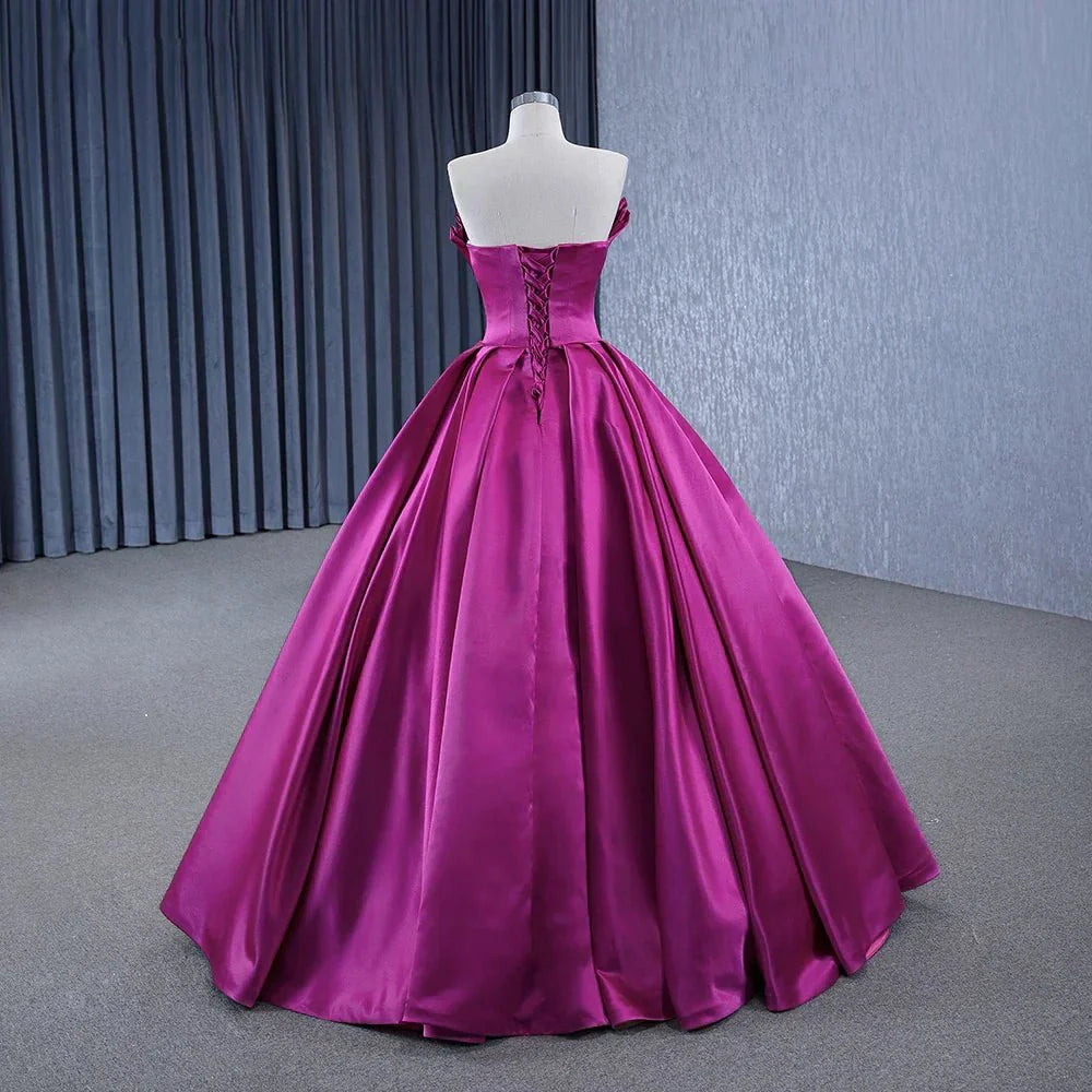 Quinceanera Dress Novelty A Line Satin Strapless Ball Gown Evening Dress