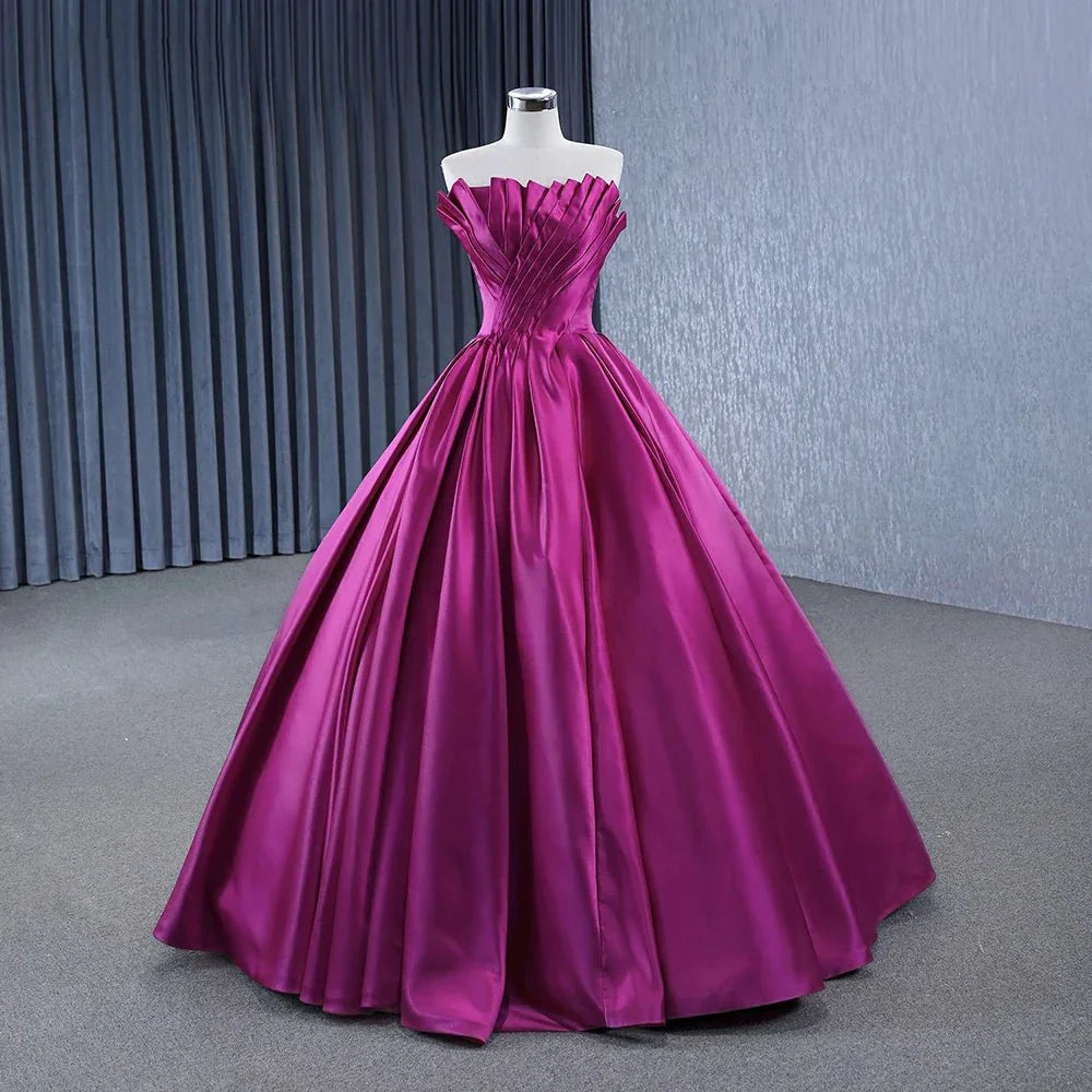 Quinceanera Dress Novelty A Line Satin Strapless Ball Gown Evening Dress