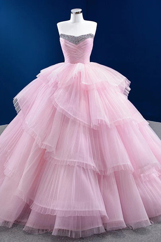 Quinceanera Dress Tiered Ball Gown Long Evening Dresses with Diamonds