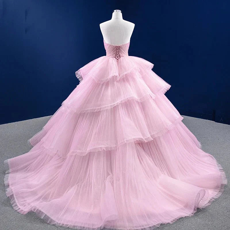 Quinceanera Dress Tiered Ball Gown Long Evening Dresses with Diamonds