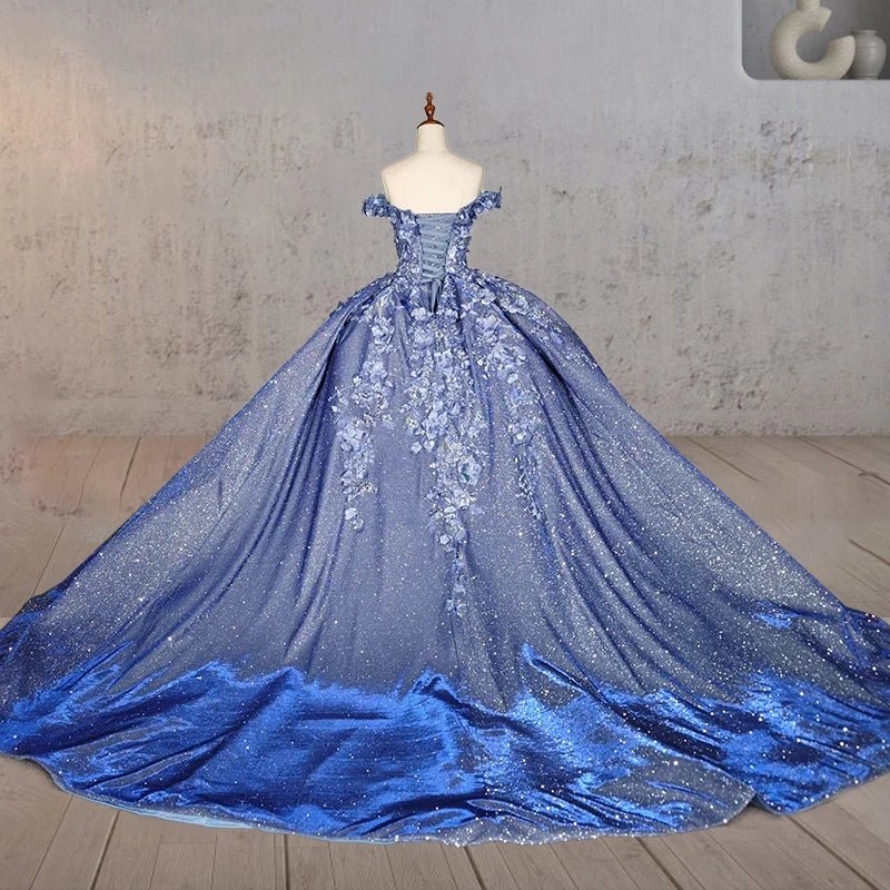 Sweetheart A Line Off-the-shoulder Quinceanera Dresses with 3D Flower and Pearls