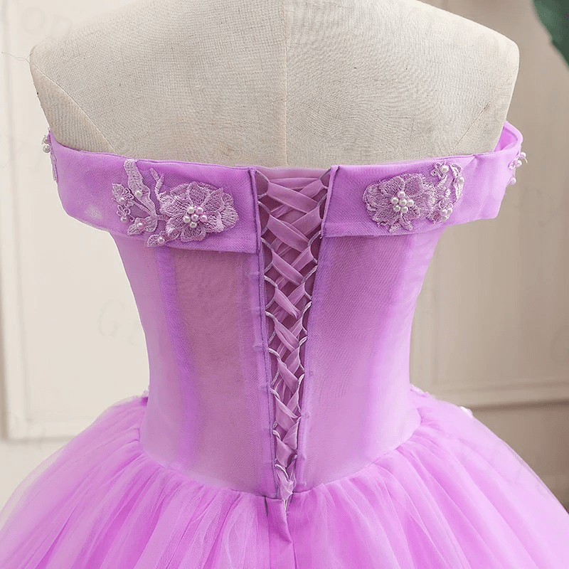 Lilac Off the Shoulder Quinceanera Dress Ball Gown With Appliqued