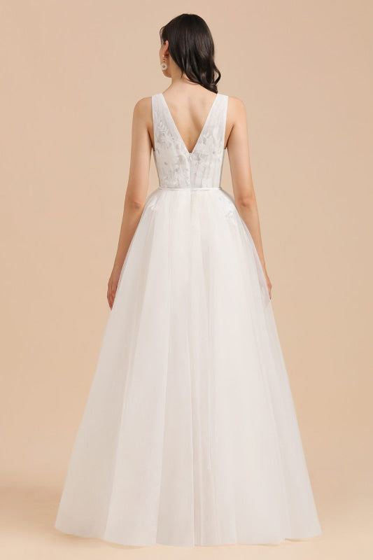 Amazing Illusion Lace Tulle A-line Wedding Dress