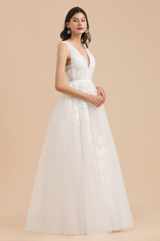 Amazing Illusion Lace Tulle A-line Wedding Dress