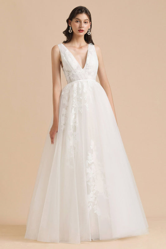 Amazing Illusion Lace Tulle A-line Wedding Dress