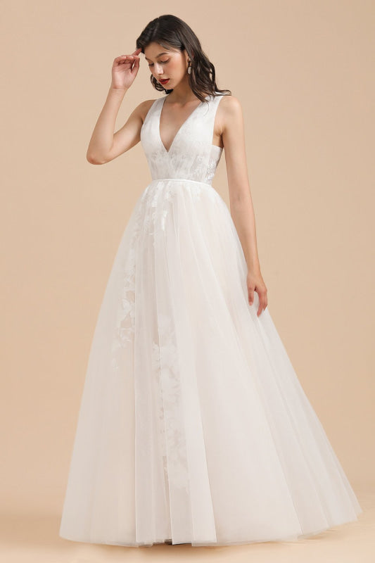 Amazing Illusion Lace Tulle A-line Wedding Dress