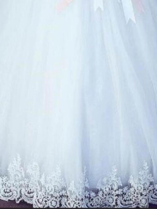 Amazing Off-the- Shoulder Lace Ball Gown Tulle Wedding Dresses