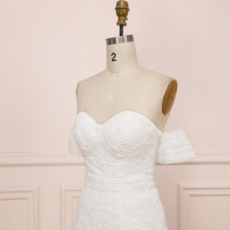 Amazing Sweetheart Neck Lace Beach Boho Wedding Dress