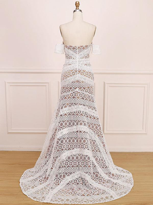 Amazing Sweetheart Neck Lace Beach Boho Wedding Dress