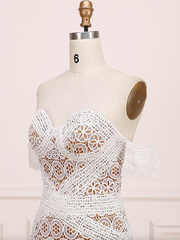 Amazing Sweetheart Neck Lace Beach Boho Wedding Dress