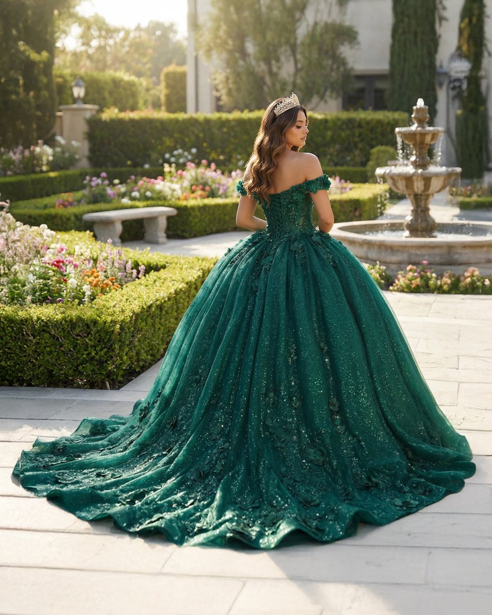 Appliques Dark Green Sweetheart Sleeveless Ball Gown Quinceanera Dress