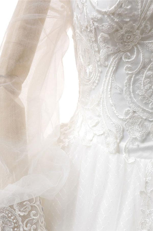 Appliques Long Sleeve Off Shoulder Wedding Dress
