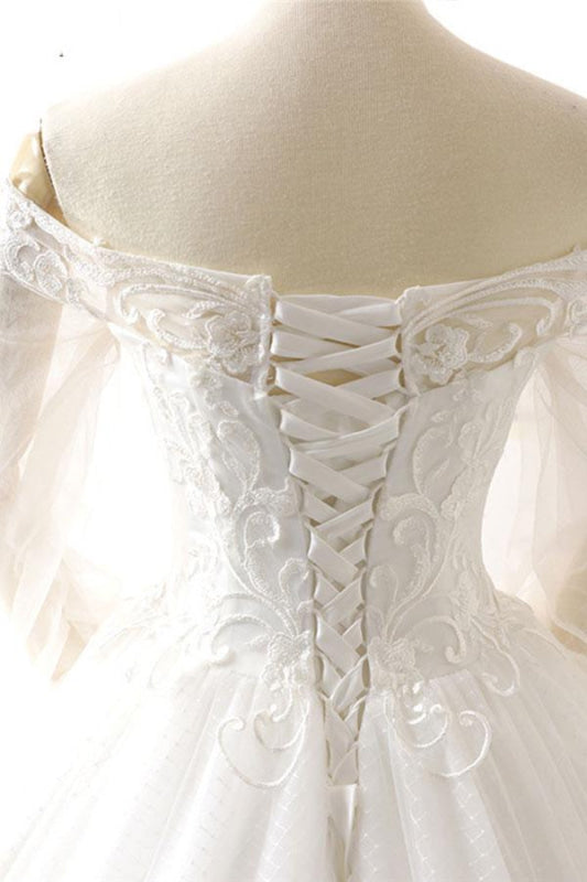 Appliques Long Sleeve Off Shoulder Wedding Dress