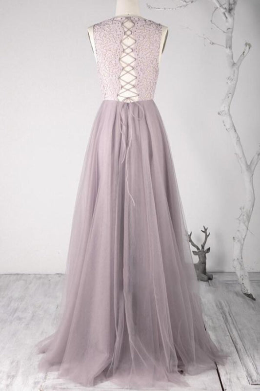 Awesome Lace-up Lace Tulle A-line Wedding Dress